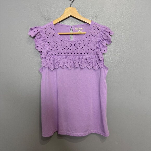 LILLY PULITZER bev lavender eyelet top size M - Picture 2 of 7